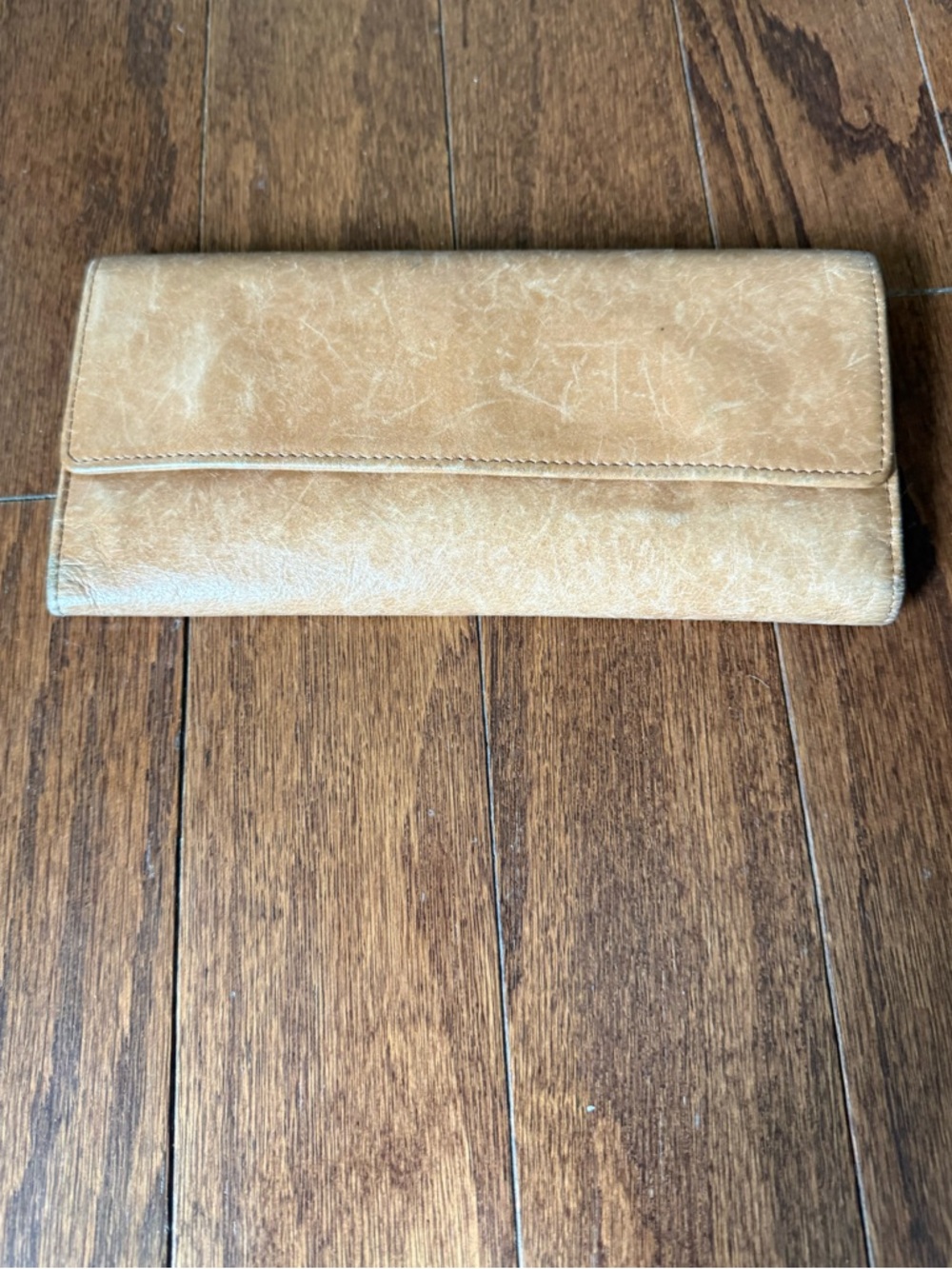HOBO Tan Leather Fold-Over Wallet